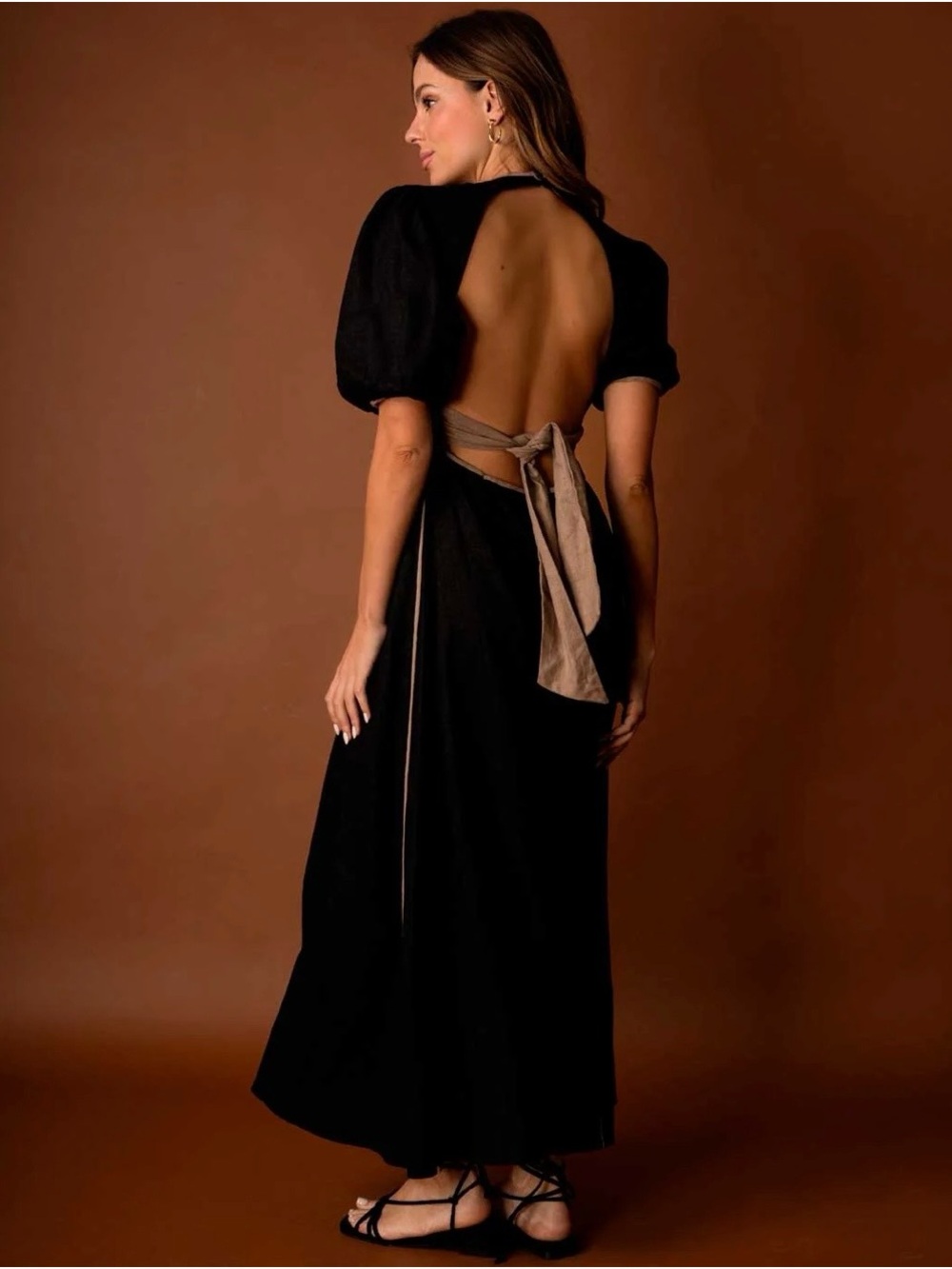 DISSH Black Maxi Dress with Contrast Piping